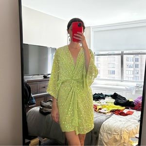 ASOS Design Scatter Sequin Knot Front Kimono Dress